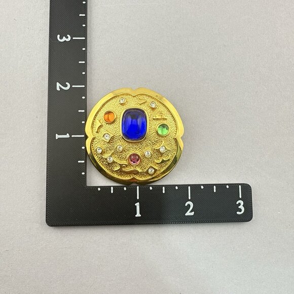 Vintage Park Lane Brooch Pendant Cabochon Multicolor Gripoix Style Medallion 2" - Picture 9 of 10